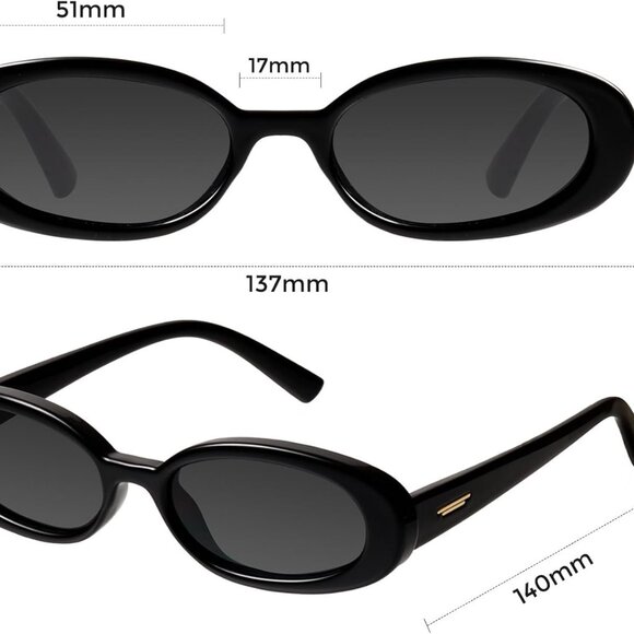 Retro Tiny Oval Sunglasses for Women with Small Face Narrow Style - Picture 6 of 7